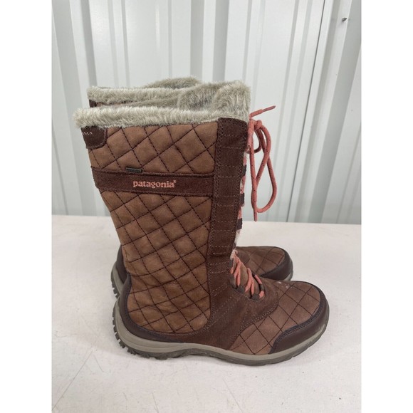 Patagonia Sable Brown Leather Faux Fur Lined Winter Boots Women's 7.5 Size - Picture 5 of 10